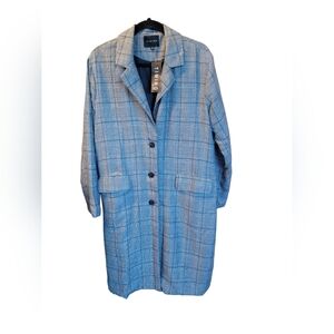 Timing White And Black Plaid Blazer Coat